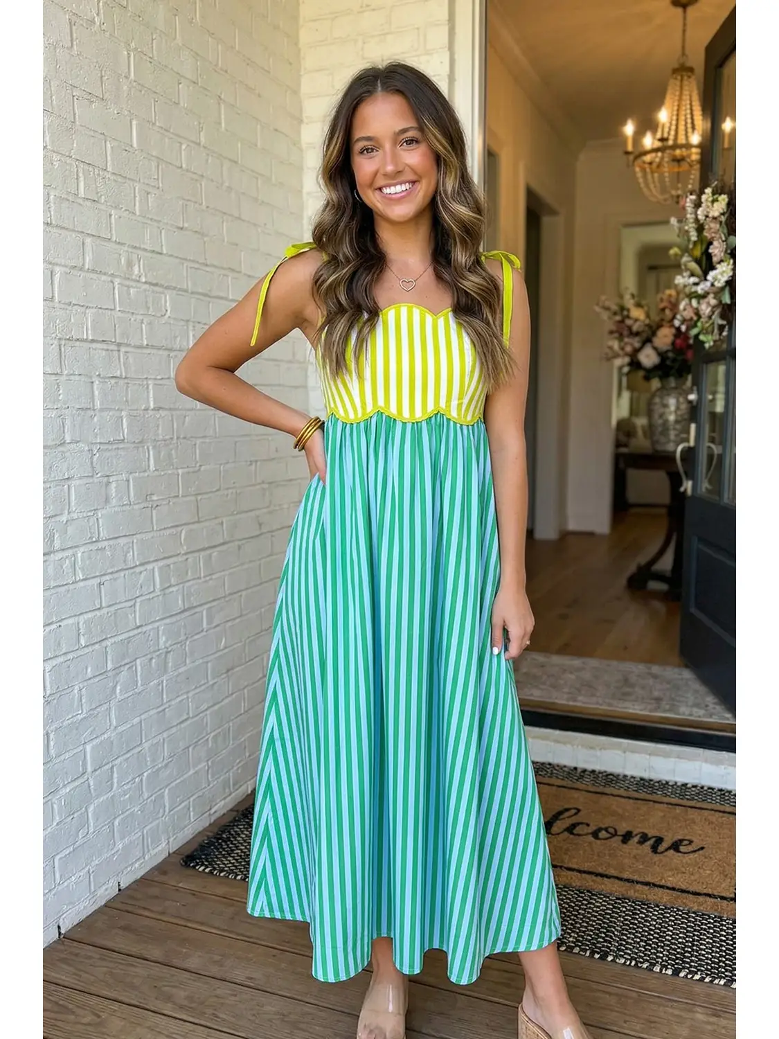 Striped Patchwork Midi Dress