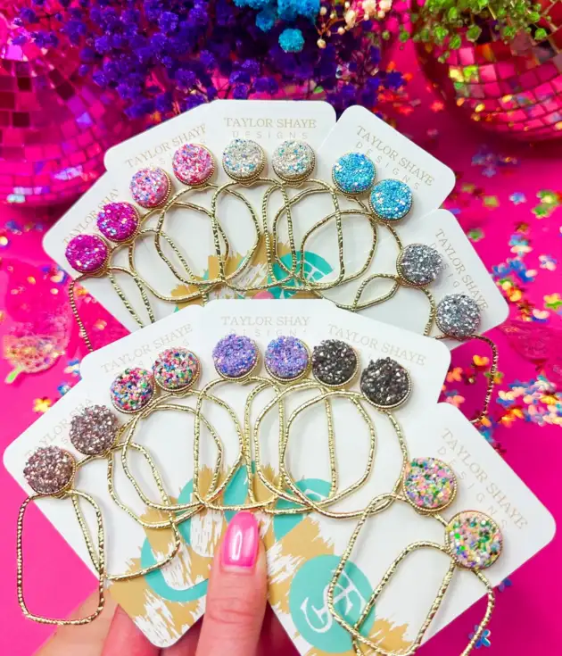Glitter top hoops